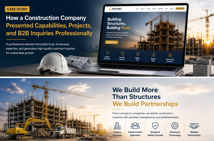 How a Construction Company Presented Capabilities, Projects, and B2B Inquiries Professionally